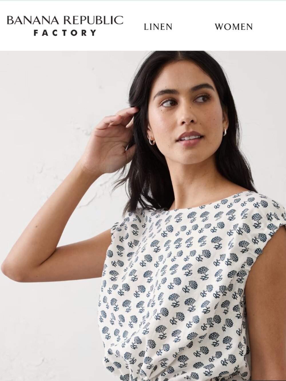 Banana Republic Floral Linen-Blend Side-Tie Cropped Top NWT